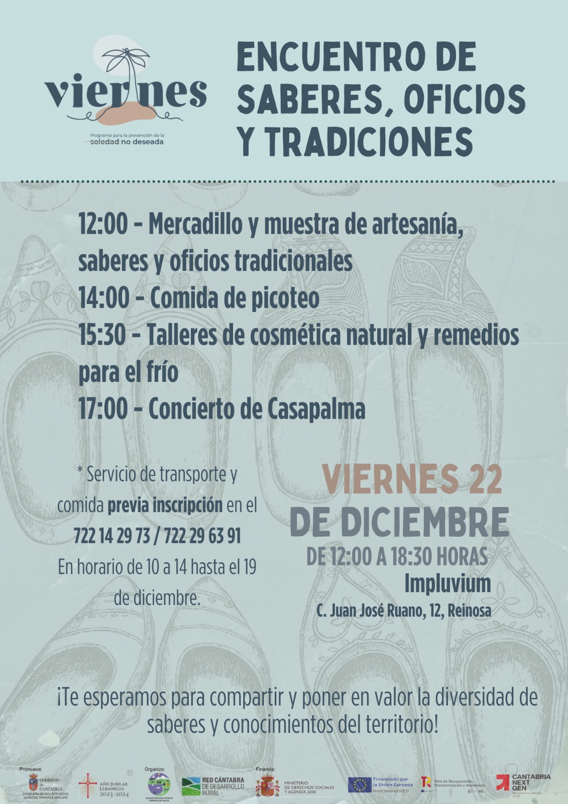 El Programa Viernes organiza, el 22 de diciembre, el encuentro «Saberes, Oficios y Tradiciones» en el Impluvium